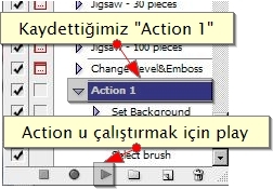 Actions Paneli, Actions Yüklemek, Actions Örneği