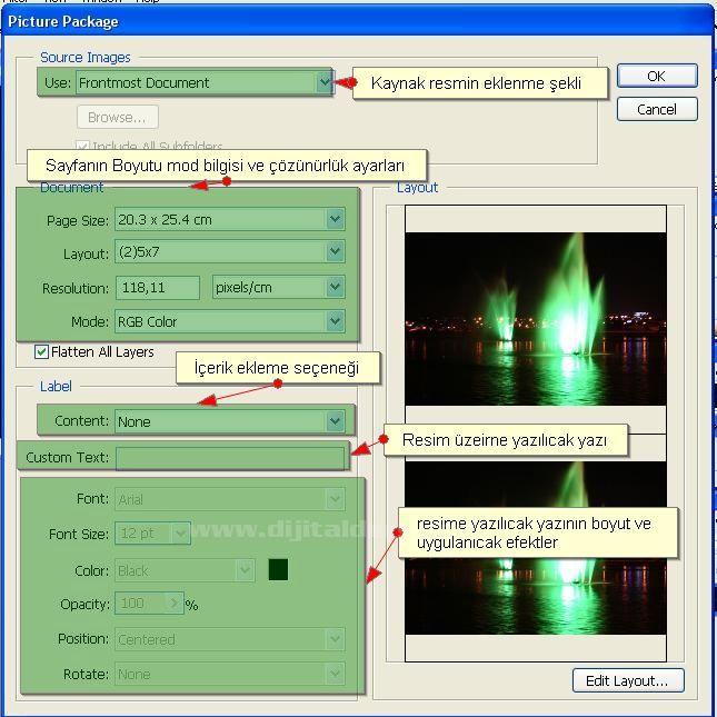 Automate Menüsünden Picture Package