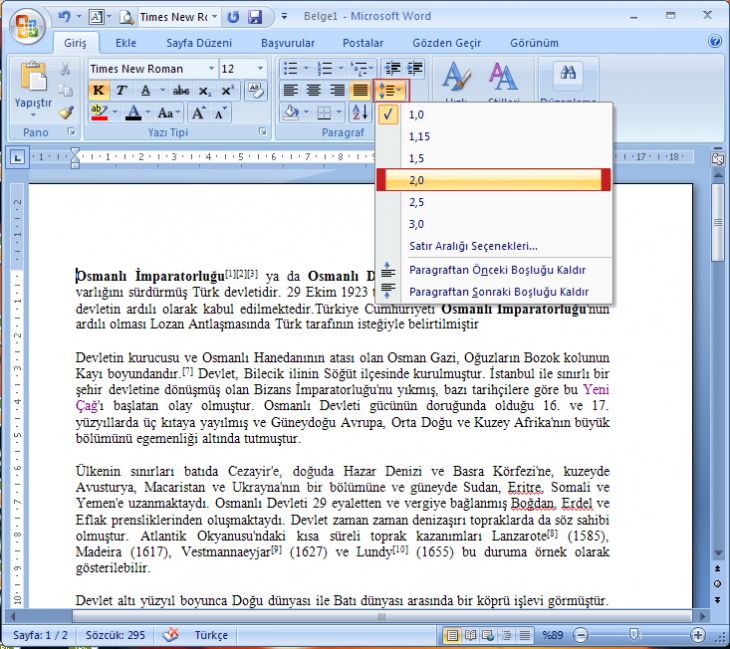 Office 2007de Paragraf İşlemleri