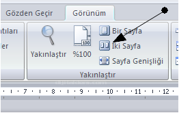 Office 2007 Word Görünüm Menüsü Yakınlaştır Paneli