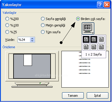 Office 2007 Word Görünüm Menüsü Yakınlaştır Paneli