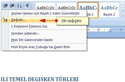 Office 2007 Stil İşlemleri