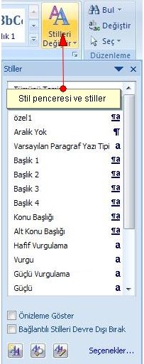 Office 2007 Stil İşlemleri