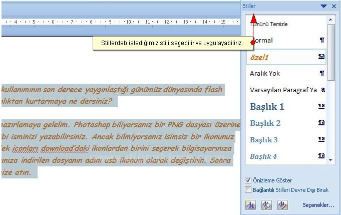 Office 2007 Stil İşlemleri