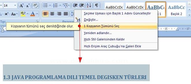 Office 2007 Stil İşlemleri