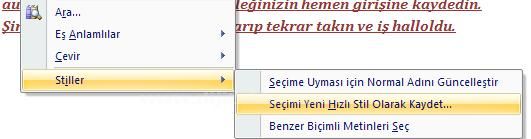 Office 2007 Stil İşlemleri