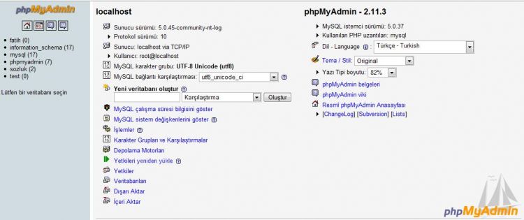 PhpMyAdmin Kullanımı