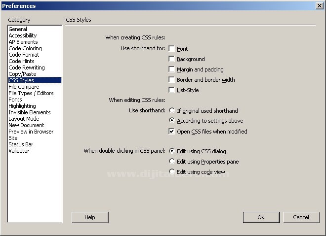 Dreamweaver Prefrences