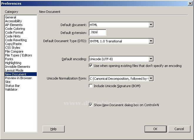 Dreamweaver Prefrences