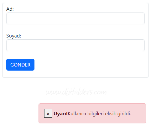 Uyarı (Alert) Mesajı Sınıf