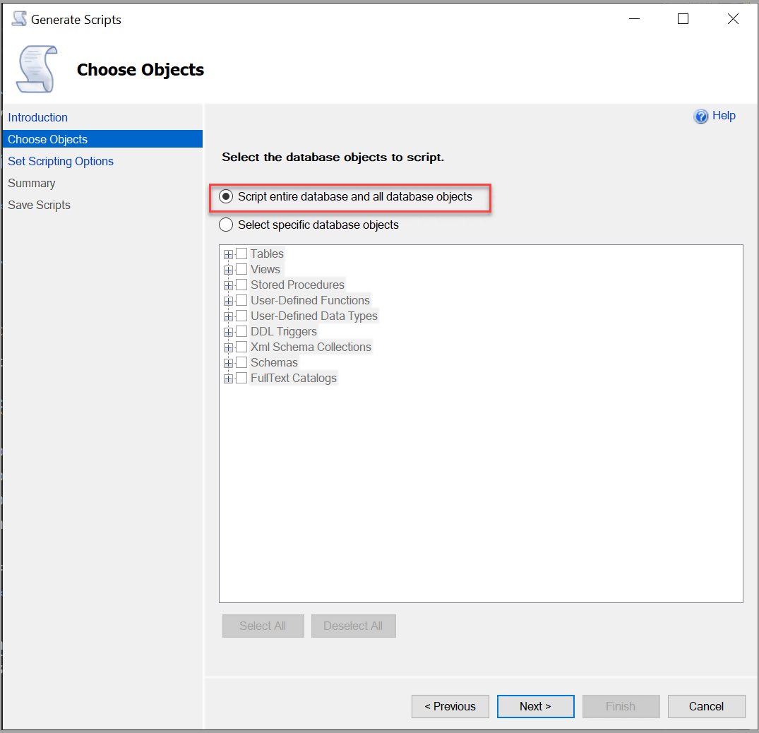 Mssql'den sql Dosyası Çıkartma